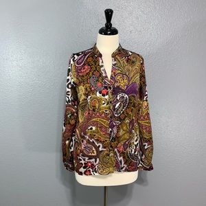 Signature Studio Sateen Paisley Lace Back Top M